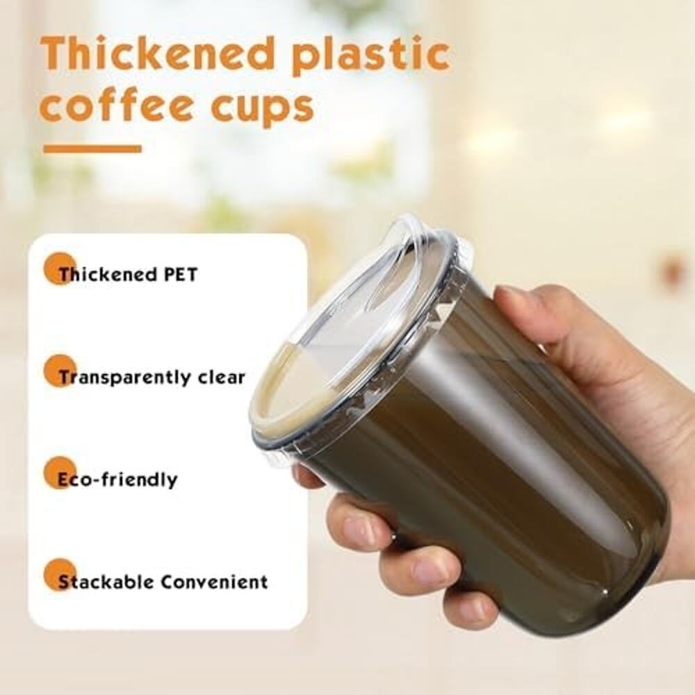 Baderke 50 Pack 16 oz Plastic Cups w Sip Lids Black Disposable Iced Coffee - Picture 5 of 8